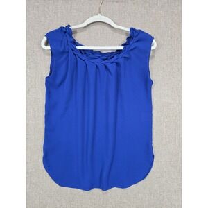 Philosophy Republic Clothing Royal Blue Braided Neck Sleeveless Blouse XS